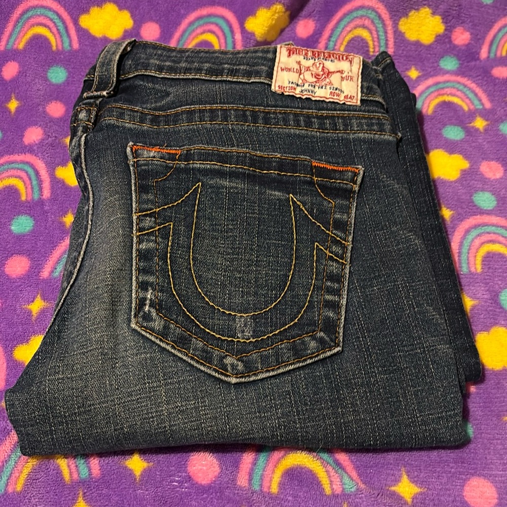 True Religion Johnny Low Rise Boot Cut Stretch Designer Jeans